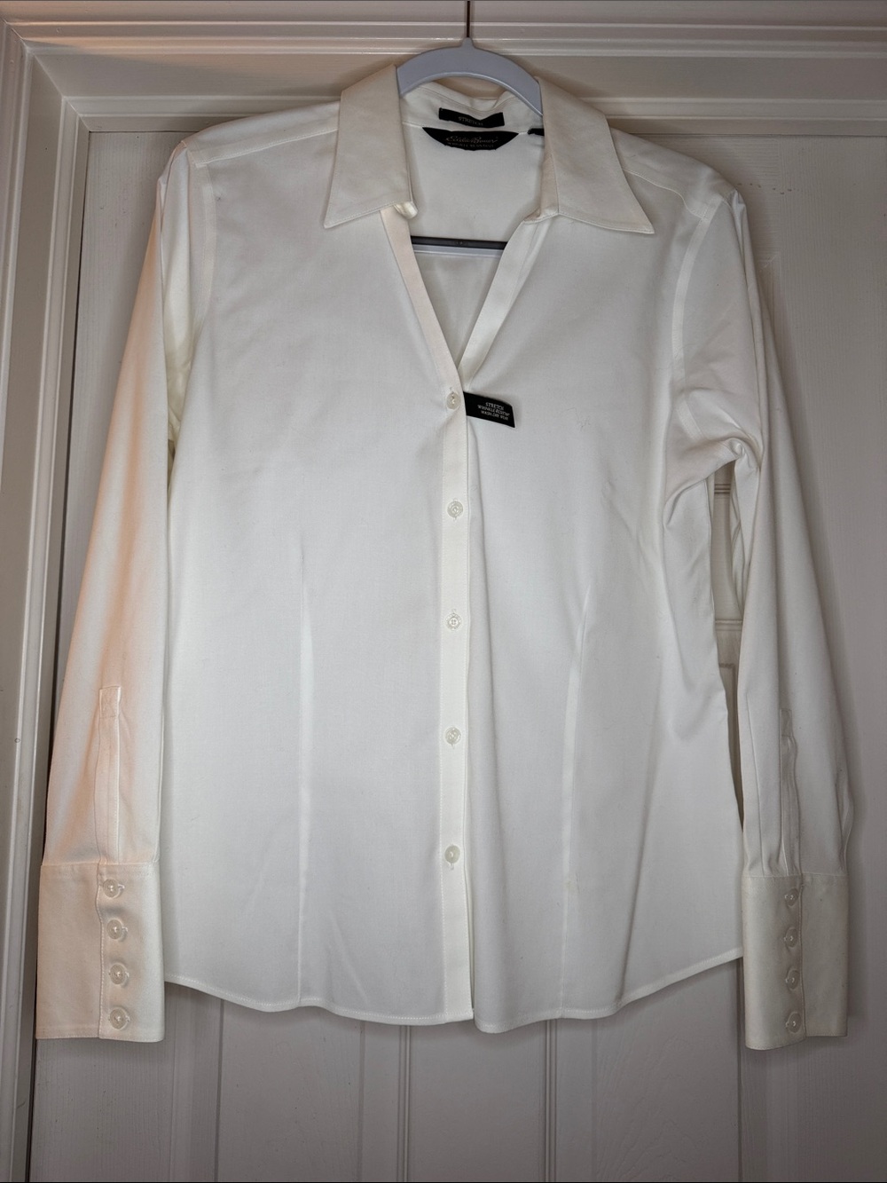 Eddie Bauer White Stretch Wrinkle-Resistant Shirt